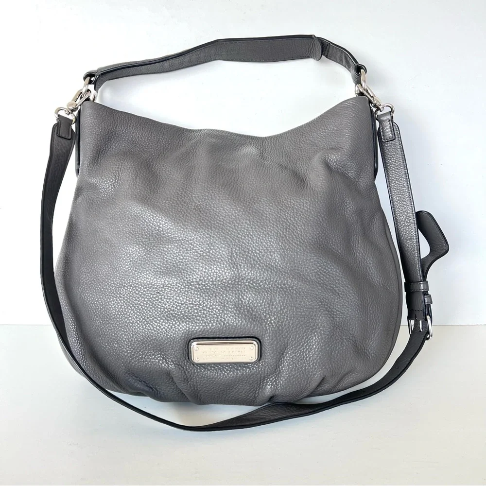 MARC by MARC JACOBS Q Hillier Grey Leather Crossbody Shoulder Bag Tote Hobo Bag